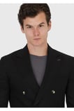 Siyah Zeroweight Slim Fit Keten Karışımlı Ceket
