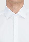 Beyaz Düz Slim Fit Dokuma Klasik %100 Pamuk Gömlek