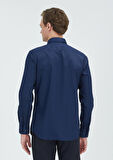 Lacivert Düz Slim Fit Dokuma Klasik %100 Pamuk Gömlek