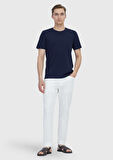 Lacivert Düz Bisiklet Yaka %100 Pamuk T-Shirt