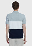 Lacivert Polo Yaka Çizgili Pamuk Karışımlı Triko
