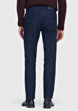 Lacivert Düz Slim Fit Denim Pamuk Karışımlı Pantolon