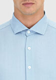 Mavi Düz Dokuma Casual Gömlek
