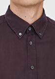 Mürdüm Düz Dokuma Casual Gömlek