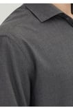Antrasit Düz Casual Fit Dokuma Casual %100 Pamuk Gömlek