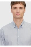 Gri Çizgili Casual Fit Dokuma Casual %100 Pamuk Gömlek
