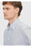 Gri Çizgili Casual Fit Dokuma Casual %100 Pamuk Gömlek