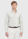 Hardal Çizgili Casual Fit Dokuma Casual %100 Pamuk Gömlek