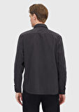 Antrasit Düz Dokuma Kadife Casual %100 Pamuk Gömlek