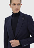 Lacivert Çizgili Thin&taller Slim Fit Yün Karışımlı Takım Elbise