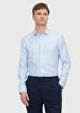 Açık Mavi Regular Fit Dokuma Klasik Pamuk Karışımlı Gömlek