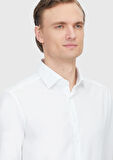 Beyaz Regular Fit Dokuma Klasik %100 Pamuk Gömlek
