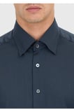 Antrasit Düz Casual Fit Dokuma Casual İpek Karışımlı Gömlek