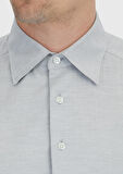 Açık Gri Desenli Casual Fit Dokuma Casual %100 Pamuk Gömlek