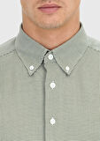 Haki Casual Fit Dokuma Casual Pamuk Karışımlı Gömlek