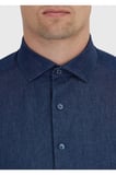 İndigo Düz Casual Fit Dokuma Casual %100 Pamuk Gömlek