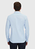 Açık Mavi Baskılı Regular Fit Klasik Pamuk Karışımlı Gömlek