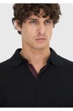 Siyah Polo Yaka Düz Sweatshırt