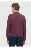 Bordo Polo Yaka Jakarlı Sweatshırt