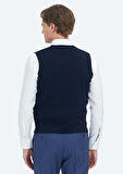 Lacivert Regular Fit V Yaka Casual Örme Triko Yelek