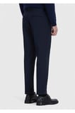 Lacivert Düz Dokuma Regular Fit Casual Yün Karışımlı Pantolon