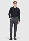 Gri Düz Dokuma Slim Fit Casual Pantolon