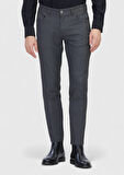 Gri Düz Dokuma Slim Fit Casual Pantolon