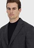 Antrasit Desenli Zeroweight Slim Fit %100 Yün Ceket