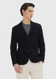 Koyu Lacivert Düz Shirt Shoulder Slim Fit Yün Karışımlı Örme Ceket