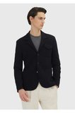 Koyu Lacivert Düz Shirt Shoulder Slim Fit Yün Karışımlı Örme Ceket