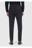 Siyah Desenli Dokuma Regular Fit Casual Yün Karışımlı Pantolon
