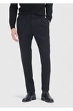 Siyah Desenli Dokuma Regular Fit Casual Yün Karışımlı Pantolon