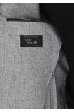 Gri Çizgili Shirt Shoulder Slim Fit Yün Karışımlı Ceket