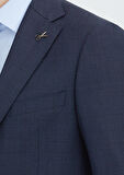Lacivert Kareli Regular Fit Yün Karışımlı Takım Elbise