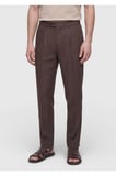 Kahverengi Düz Dokuma Jogging Fit Casual %100 Keten Pantolon