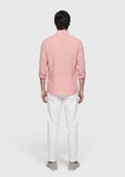 Turuncu Düz Casual Fit Uzun Dokuma Casual %100 Keten Gömlek