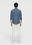 Petrol Düz Casual Fit Uzun Dokuma Casual %100 Keten Gömlek
