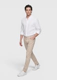 Bej Düz Dokuma Slim Fit Casual Pamuk Karışımlı Pantolon
