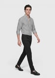 Siyah Düz Dokuma Slim Fit Casual Pamuk Karışımlı Pantolon