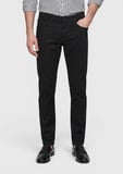 Siyah Düz Dokuma Slim Fit Casual Pamuk Karışımlı Pantolon