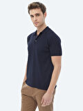 Lacivert Polo Yaka Düz Örgü Triko