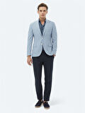 Açık Mavi Düz Slim Fit Ceket