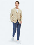 Bej Düz Modern Fit Ceket