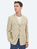 Bej Düz Modern Fit Ceket
