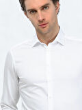 Beyaz Düz Slim Fit Dokuma Klasik %100 Pamuk Gömlek