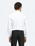 Beyaz Düz Slim Fit Dokuma Klasik %100 Pamuk Gömlek