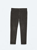 Gri Dokuma Regular Fit Kadife Casual Pamuk Karışımlı Pantolon