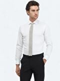 Beyaz Düz Slim Fit Dokuma Klasik %100 Pamuk Gömlek