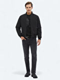 Antrasit Regular Fit Dik Yaka Casual Dokuma Mont