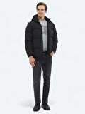 Siyah Regular Fit Casual Dokuma Mont